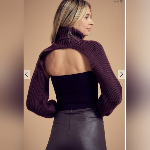 Dark purple ribbed knit arm warmers - Picture 4 of 4